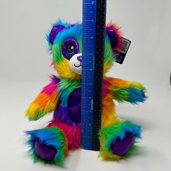 Build A Bear 9" Plush Color Craze Fluffy Rainbow Panda Bear BABW Shimmery Eyes - Picture 15 of 16